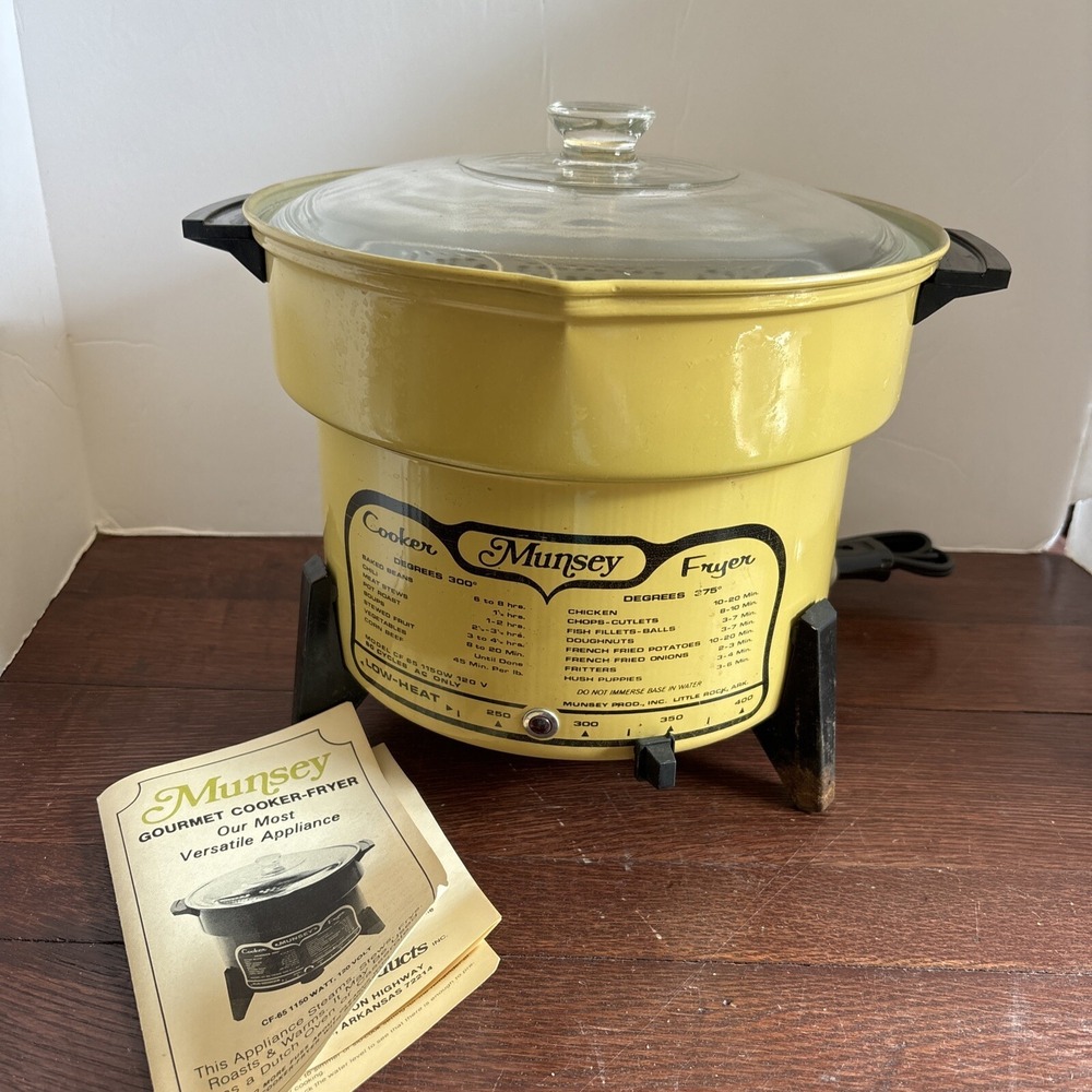 Vintage Munsey Slow Cooker Fryer - Pale Yellow - Model CF65